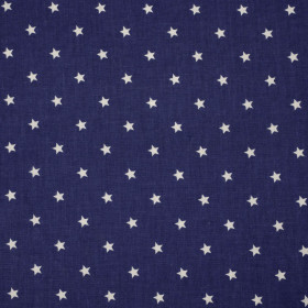 WHITE STARS / dark blue - Cotton woven fabric