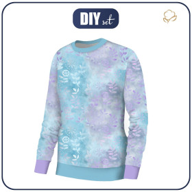 WOMEN'S SWEATSHIRT (HANA) BASIC - BLUE LEAVES - sewing set