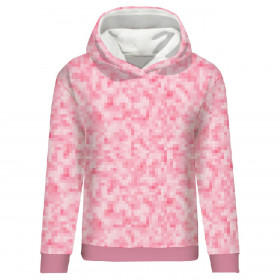 CLASSIC WOMEN’S HOODIE (POLA) - PIXELS pat. 2 / pink - looped knit fabric 