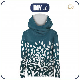 HYDROPHOBIC HOODIE UNISEX - SMALL LEAVES pat. 4 - sewing set