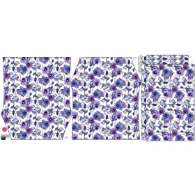 Bardot neckline blouse (SARA) - PANSIES (BLOOMING MEADOW) (Very Peri) - sewing set