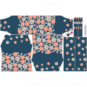Bardot neckline blouse (VIKI) - PASTEL ROSES pat. 3 - sewing set