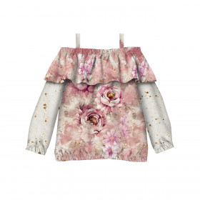 Bardot neckline blouse (VIKI) - WATERCOLORS FLOWERS Pat. 6 - sewing set