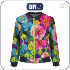 WOMEN’S BOMBER JACKET (KAMA) - COLORFUL FLOWERS PAT. 2 - sewing set