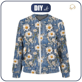 WOMEN’S BOMBER JACKET (KAMA) - DAISIES DENIM IMITATION PAT. 3 - sewing set