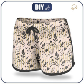 Women’s boardshorts - LEAVES pat. 10 (gold) - sewing set