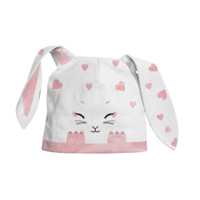 KID'S CAP AND SCARF (BUNNY) - BUNNY / hearts - sewing set