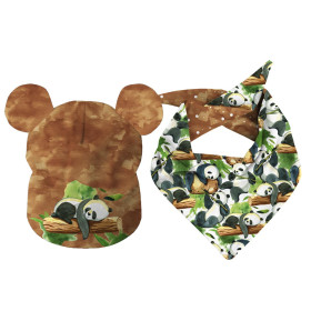 KID'S CAP AND SCARF (TEDDY) - PANDAS ON BAMBOO - sewing set