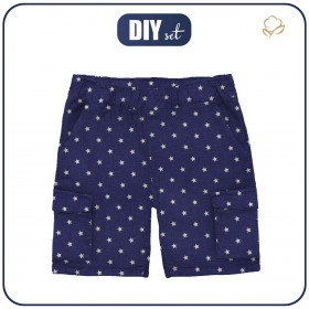 KID`S CARGO SHORTS - WHITE STARS / dark blue - sewing set