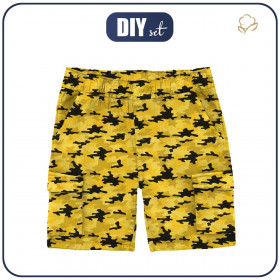 KID`S CARGO SHORTS - MINI CAMOUFLAGE / yellow - sewing set