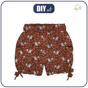 KID`S PUMPY SHORTS - FOXES (wreaths) / brick - sewing set