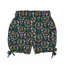 KID`S PUMPY SHORTS - ROE DEER (wreaths) / green - sewing set