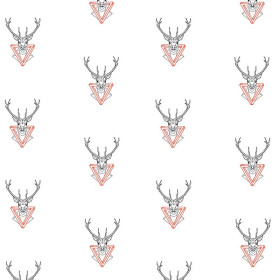 87cm DEERS / white - Cotton woven fabric