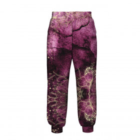 WOMEN'S JOGGERS (NOEMI) - FLOWERS / golden contour Pat. 1  / WATERCOLOR MARBLE - sewing set