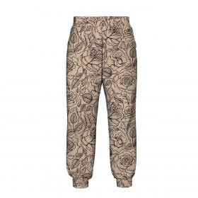 WOMEN'S JOGGERS "NOEMI" (M) - ROSES / CONTOUR / beige - sewing set 