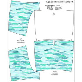 Boy's swim trunks - WAVES No. 2 / light blue - sewing set