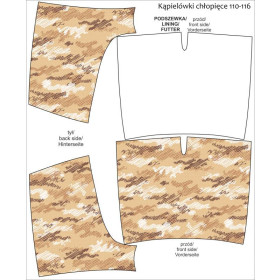 Boy's swim trunks - CAMOUFLAGE - scribble / mustard - sewing set