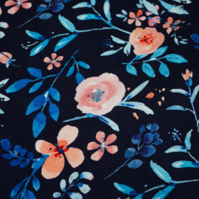 PAINTED PEONIES / navy - single jersey