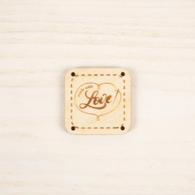 Wooden label square - MADE WITH LOVE / PAT. 1