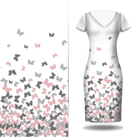 BUTTERFLIES PINK - dress panel Cotton muslin