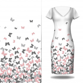 BUTTERFLIES PINK - dress panel Satin