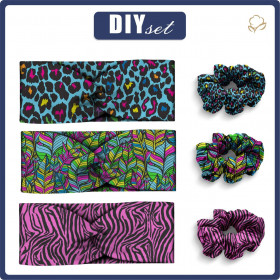 HEADBAND AND HAIR ELASTIC 3KPL - PATTERN 1 - sewing set