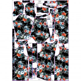 WOMEN'S PARKA (ANNA) - WATER-COLOR FLOWERS pat. 2 / black - sewing set