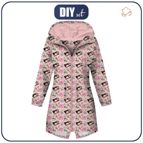 WOMEN'S PARKA (ANNA) - RETRO SEWING MACHINES pat. 1 / pink  - softshell