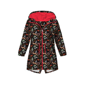 KIDS PARKA (ARIEL) - FOREST ANIMALS PAT. 2 / BLACK (COLORFUL AUTUMN) - softshell