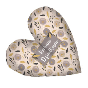 DECORATIVE PILLOW HEART - KOCHANI DZIADKOWIE / FLOWERS pat. 8 (gold)