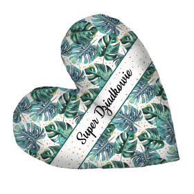 DECORATIVE PILLOW HEART - SUPER DZIADKOWIE / MONSTERA pat. 4 / white