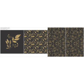 DECORATIVE PILOWS - LEAVES pat. 12 (gold) / black 