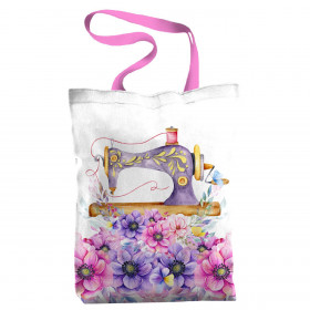 SHOPPER BAG - SEWING MACHINE AND FLOWERS - sewing set