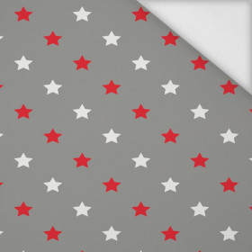 DIAGONAL RED STARS / grey - softshell