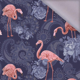  FLAMINGOS AND ROSES / dark blue - softshell