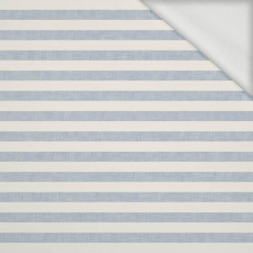 STRIPES 1x1 - acid ecru / acid blue - looped knit fabric