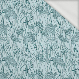 TURTLES AND JELLYFISH (BLUE PLANET) - looped knit fabric