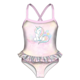 Girl's swimsuit - UNICORNS AND RAINBOW  pat. 2 (WONDERLAND)