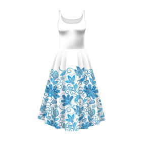 DRESS "ISABELLE" - FLOWERS (pattern no. 2 light blue) / white - sewing set