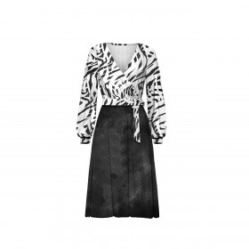 WRAP MIDI DRESS (BIANCA) - BLACK AND WHITE ABSTRACTION - sewing set