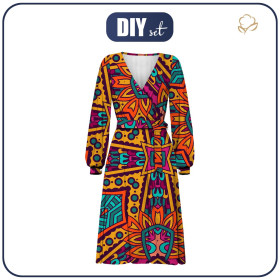 WRAP MIDI DRESS (BIANCA) - COLORFUL MANDALA pat. 1 - sewing set