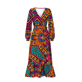 WRAP FLOUNCED DRESS (ABELLA) - COLORFUL MANDALA pat. 1 - sewing set