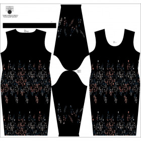 PENCIL DRESS (ALISA) - LEAVES PAT. 3 / BLACK - sewing set