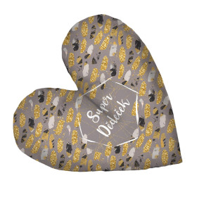 DECORATIVE PILLOW HEART - Super Dědeček / FLOWER BOUQUET  pat. 6 (gold)