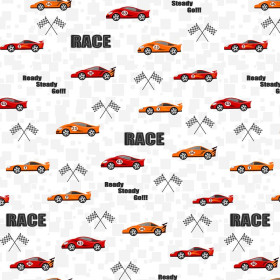 FAST WHEELS / red on white - Cotton woven fabric
