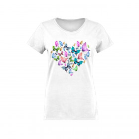 WOMEN’S T-SHIRT - HEART BUTTERFLIES / white - sewing set