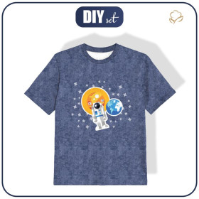 KID’S T-SHIRT - ASTRONAUT (SPACE EXPEDITION) / ACID WASH DARK BLUE - single jersey