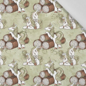 FOREST UNICORNS pat. 1 / green  - Cotton woven fabric