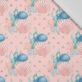 FISH AND SHELLS (MAGICAL OCEAN) / pink - Cotton woven fabric