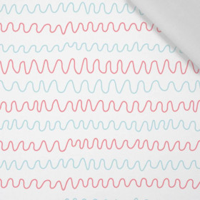 PASTEL DOODLES / mint - salmon pink (PASTEL SKY) - Cotton woven fabric